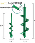 Garden Auger Drill Bit Set For Cordless Drills 2 Pack Bulb Planter Spiral Auger Tool For No Fuss Planting In Loose Soil Great For Bulbs And Flower Beds Green Finish showing two sizes