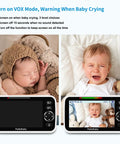 Seriously Solid No Wifi Baby Monitor Camera And Audio With Super Crisp Five Inch Screen showing a sleeping baby and crying baby on screen.