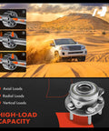 Front Wheel Bearing And Hub Assembly For Five Lug Jeep Wrangler 2018 Through 2024 And Gladiator 2020 Through 2024 Fits Like A Glove Direct Fit Replacement With Premium Sealed Bearings Durable Cast Steel Housing And Easy Install with high-load capacity diagram