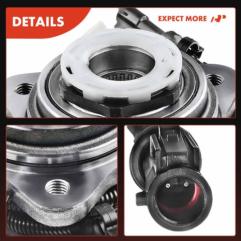 Close-up of a Two Pack Front Wheel Bearing And Hub Assembly With ABS 5 Lug For Ford Ranger 1998 1999 2000 And Mazda B4000 4WD