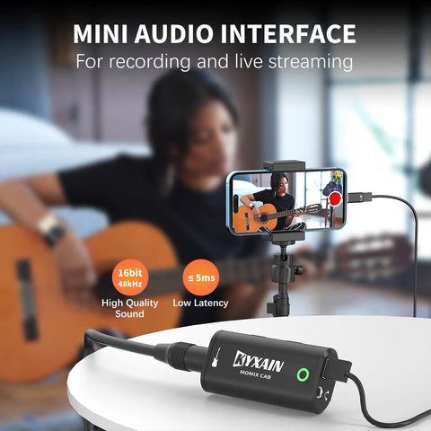 Pocket Guitar Audio Interface For On The Go Recording 24Bit 48kHz Sound Card with Type C and Lightning for live streaming