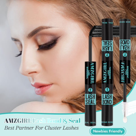 Bond And Seal 2 In 1 Lash Glue For Cluster Lashes Long Lasting Up To 72 Hours Black Adhesive With Spiral Brush Wand 10ml