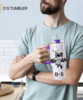Person holding 40 Oz Sublimation Tumbler Set With Handles Insulated Stainless Steel Travel Cups 4 Pack With Gift Boxes