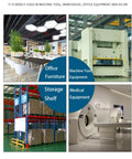 Image showcasing diverse applications: Office Furniture, Machine Tool Equipment, Storage Shelf, and Medical Equipment.