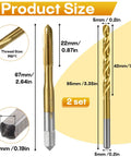 Pro Grade Heavy Duty Metalworking Kit With M6 X 1 Spiral Point Tap And 5mm Twist Drill Bit Set showing size dimensions