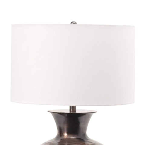 Atmore 27 Inch Iron Table Lamp In Copper Finish With Cotton Drum Shade For Cozy Mood Vibe Lighting On Living Room End Tables