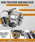 Built Like A Tank Cast Iron Dividing And Indexing Head With 3 Jaw Universal Chuck for Vertical and Horizontal Milling Machines details.