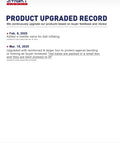 Smart Jerry product upgrade record sheet with logo, large heading Product Upgraded Record and update bullets