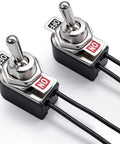 Two Pack SPST Toggle Switches Latching On Off Two Position Rocker Arm 6A AC125V And 10A DC12V With Beefy Wire Leads