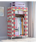 Top Shelf Portable Wardrobe Closet With Built Tough Coated Steel Frame And No Sweat Assembly For Bedrooms Small Apartments And Daily Clothes Organization with colorful design and open shelving.