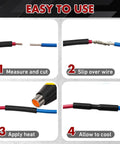 Heat Shrink Tubing Kit With 46.2 Feet Red And Black Dual Color 3 To 1 Adhesive Lined Shrinkable Wire Wrap installation steps