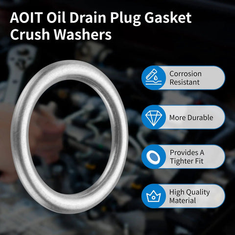 Pro Grade Oil Drain Plug Gasket Set With Crush Washers and Seals for Audi and VW features corrosion resistance and durability