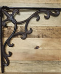 Sturdy Cast Iron Shelf Bracket Set 10x10 Inches With Ornate Fleur De Lis Design Matte Brown Finish Six Pack Heavy Duty