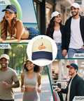 Collage of people wearing a Lightweight Athletic Trucker Hat For Women And Men Breathable Cool Cap for Running and Outdoor Activities