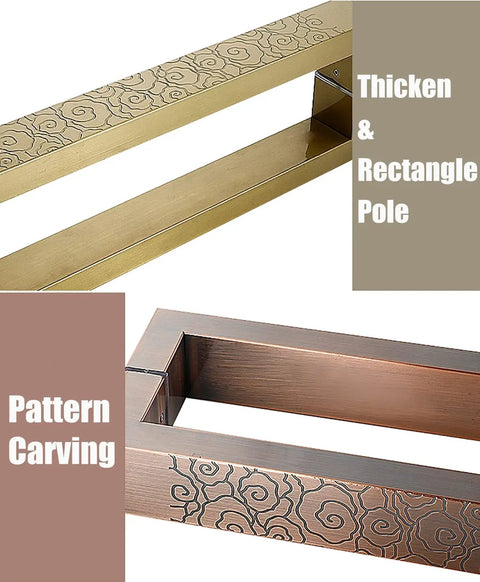 Heavy Duty Stainless Steel Door Pull Handles Set For Wood And Metal Doors With Double Sided Carved Pattern Anti Rust Finish Durable Entrance Handle For Indoor And Outdoor Use Commercial Grade Hardware, thick rectangular pole handle