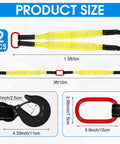 Beefy Two Leg Lifting Slings With Hooks Twin Pack For Engines Cranes Hoists And Trucks, 5 Ft Polyester Bridle Slings, 4410 Lb Working Load Capacity For Heavy Lifting Jobs, product size diagram