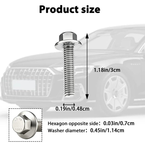 Premium Stainless Steel Ignition Coil Mounting Bolt Screws M5 x 25 showing size dimensions for trucks and SUVs.