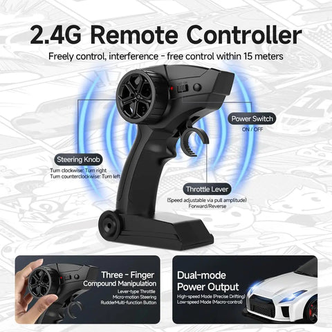 2.4GHz remote for 1/64 Scale Drift RC Car With 2.4GHz Remote, 4WD High Speed Mini Racer For Precision Racing And Drifting