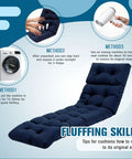 Waterproof Outdoor Chaise Lounge Chair Cushion With Non Slip Ties For Patio Furniture Comfy Thick Long Navy Blue Replacement Pad