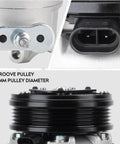 Close-up of 5-groove pulley on Premium Road Ready AC Compressor With Clutch, 105mm diameter for Chevy Malibu Cobalt Hhr 2003-2012.