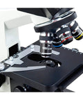 Close-up of 3MP USB Digital Microscope With Halogen Illumination, 40X To 2000X Magnification, showing control dials and stage.