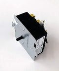 Dryer Timer WE04X25280 genuine replacement part for dryers, metal and plastic, oblique view