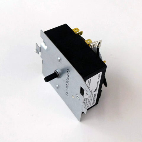 Dryer Timer WE04X25280 genuine replacement part for dryers, metal and plastic, oblique view