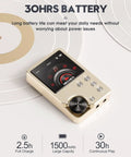 Gold HiFi MP3 Player With Lossless DSD High Resolution Audio Portable HighRes Music Player showing 30hrs battery life