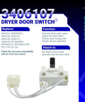 Easy Install Dryer Door Switch Replacement Fits Whirlpool Maytag Kenmore Dryers Replaces 3406107 with product details