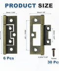 Six Piece Surface Mount Butterfly Hinges Hella Sturdy Solid Iron Build Killer Bronze Vibe Easy Install dimensions with screws