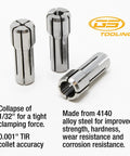 One Eighth Inch DA300 Collet CNC Tool Holder For Milling And Drilling, Hardened And Ground Steel, shown front and side