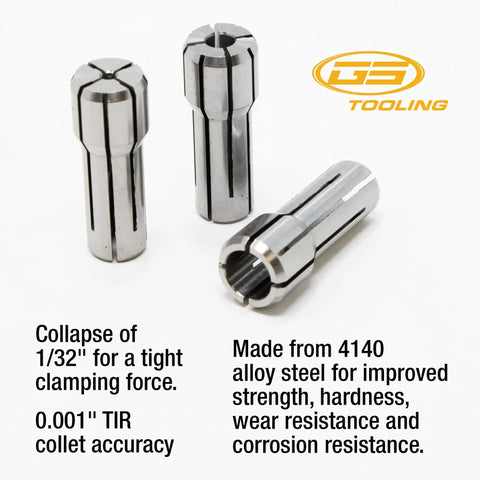 One Eighth Inch DA300 Collet CNC Tool Holder For Milling And Drilling, Hardened And Ground Steel, shown front and side