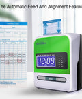 No Sweat Real Deal Employee Thermal Time Clock For Small Business Automatic Punch Terminal With Zero Maintenance Ribbon Free Print and display feature.