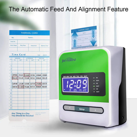No Sweat Real Deal Employee Thermal Time Clock For Small Business Automatic Punch Terminal With Zero Maintenance Ribbon Free Print and display feature.