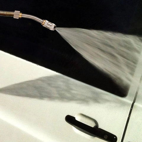 High Pressure Hose Nozzle Sprayer Replacement Part For Portable Steam Cleaner One Hand Operation spraying a car door