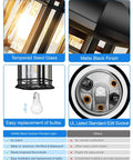 Outdoor Pendant Lights For Porch Black Exterior Hanging Lanterns showing tempered seed glass and E26 socket details