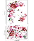 3D Peony Flower Wall Decals Peel And Stick Removable Wall Art with pink peonies and butterflies, 90x30 cm, floral mural design.
