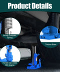 Close-up of Heavy Duty Twenty Ton Toe Jack With Adjustable Height Rack and Dual Lifting Power shows strong spring, thick base, and 360-degree rotating handle.