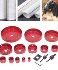 Heavy Duty 17 Pc Hole Saw Kit With Bi Metal Drill Bits For Woodworking And Metal Cutting Jobs Featuring Smooth Stable Operation To Slice Through Plastic Steel Fast Without Vibration Or Hassle In A Handy Carrying Case, red hole saw sizes and arbors
