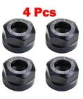Heavy Duty Er11 Collet Chuck Nut Kit Four Piece Precision Machined Clamping Hardware For Milling Machines Lathes And Shop Tooling. Four black ER11 collet nuts for secure tool gripping.