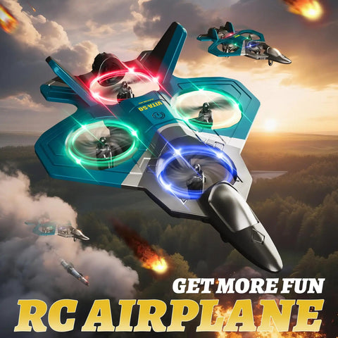 Foam RC Plane with LED lights in flight, Remote Control Airplane With Three Batteries, 360 Degree Flip, headless mode