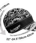 Reversible Welding Cap With Elastic Band, Durable Protective Welders Hat, Black and White, showing size dimensions.