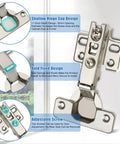 Close-up of 35mm Concealed Cabinet Hinges 2 Pack For Full Overlay Frameless Cabinets Rust Resistant Nickel Plated Cold Rolled Steel