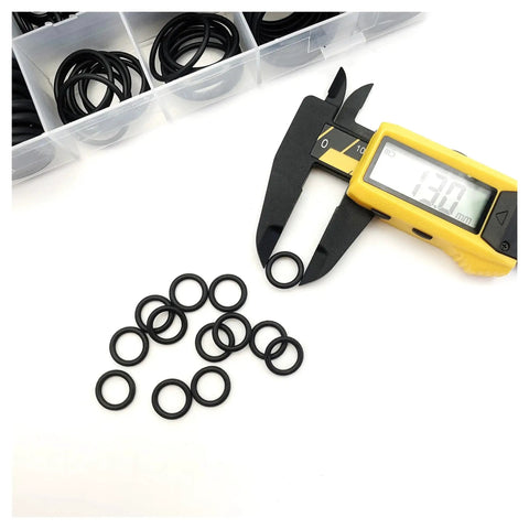 800 Piece O Ring Kit With Nitrile Rubber Seals And Gaskets All-In-One Black O Ring Assortment with digital caliper measurement