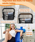 Heavy Duty Bed Assist Rail For Seniors Adjustable Side Rail with storage bag supports 300 lbs non slip matte grip detail