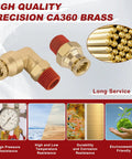 Three Eighths Push To Connect Pro Grade Brass Fittings Kit Straight And 90 Degree Elbow Combo DOT Approved brass fittings close-up