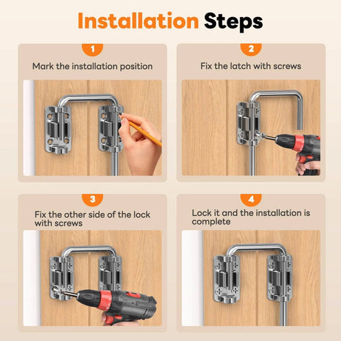 Beefy Heavy Duty 2.36 Inch Stainless Steel U Bolt Door Lock For Sliding Doors Barn Doors Windows Gates Sheds Or Fences With 90 Degree And 180 Degree Install Rust Resistant Patio Latch installation steps