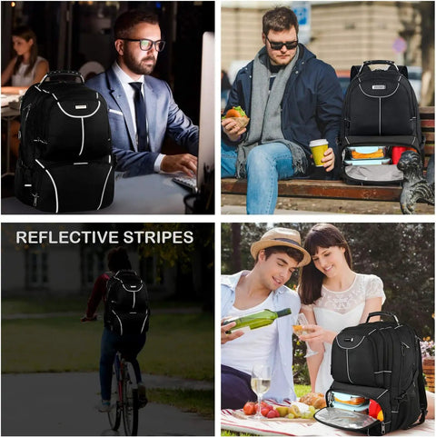 Insulated Lunch Backpack With Leakproof Cooler Compartment For Office Travel And College in various settings and activities.
