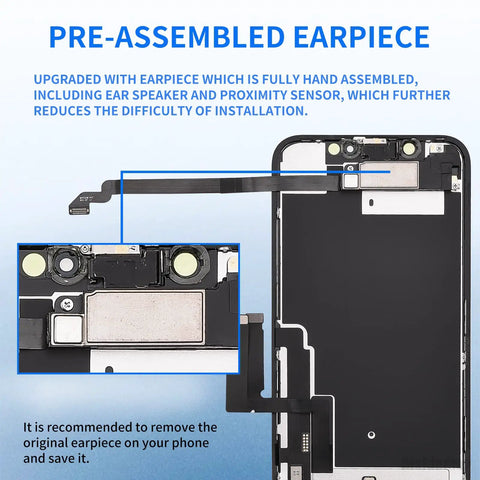 IPhone XR 6.1 Inch Screen Replacement Kit With Earpiece And Proximity Sensor, LCD Display And 3D Touch Digitizer Front Assembly