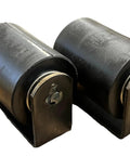 3-Inch Guiding Rollers for Sliding Gates With Weld-On Bracket, Set of 2, displayed close-up showing black metal finish